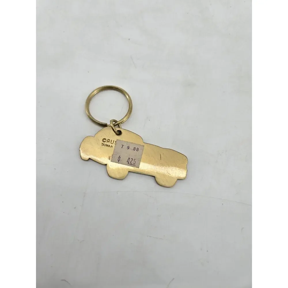 Vintage 1980s Russ Corvette Car Brass Keychain Made In Taiwan T20